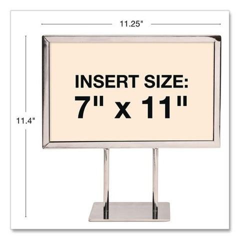 Metal Countertop Sign Holder, 7 X 11 Insert, Silver