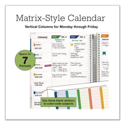 Deluxe Teacher's Academic Planner, Weekly/monthly, Seven Class Period Per Two-page Spread, 11 X 8.5, Multicolor Rainbow Cover