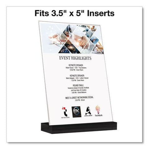 Acrylic Sign Holder With Black Angled Base, 3.5 X 5 Insert