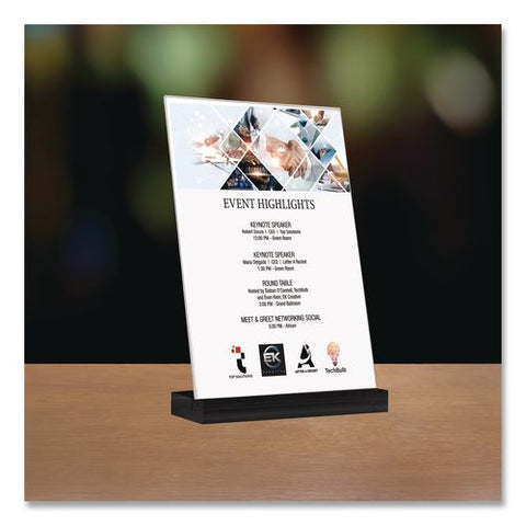 Acrylic Sign Holder With Black Angled Base, 3.5 X 5 Insert