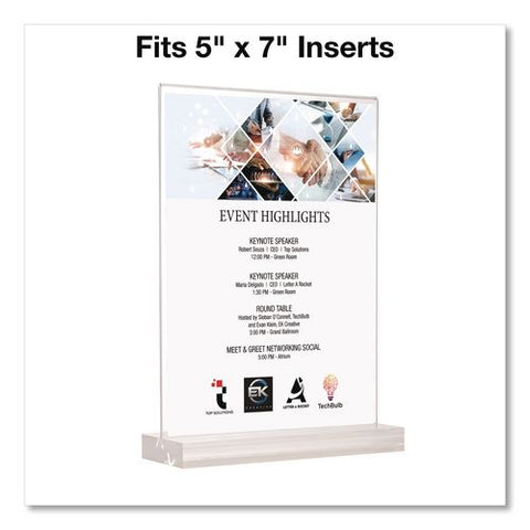 Acrylic Sign Holder With Dual Function Base, 5 X 7 Insert