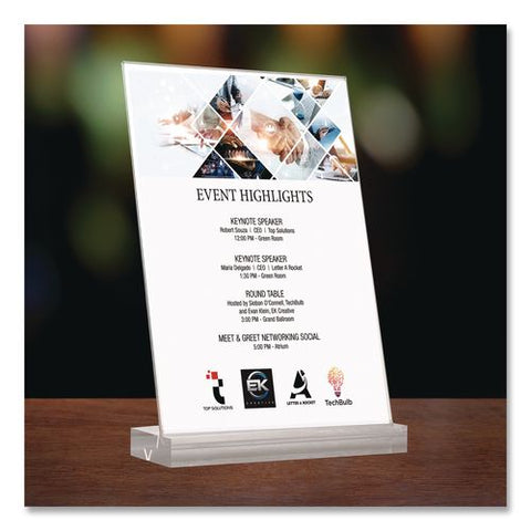 Acrylic Sign Holder With Dual Function Base, 5 X 7 Insert
