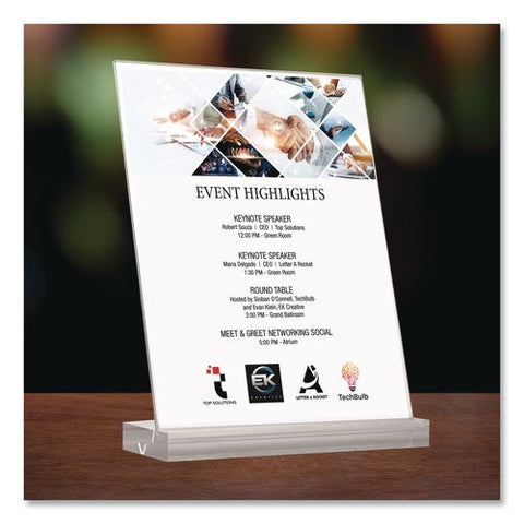 Acrylic Sign Holder With Dual Function Base, 8.5 X 11 Insert