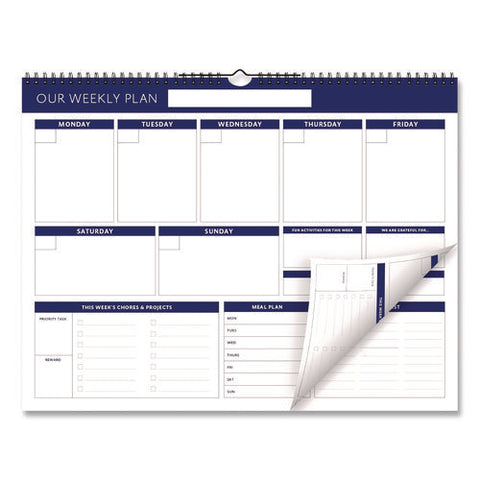 Weekly Family Planner, 17 X 13, White/blue Sheets, 52 Weeks: Undated