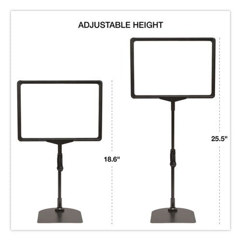 Adjustable Tabletop Pedestal Sign, 8.5 X 11 Insert, Black