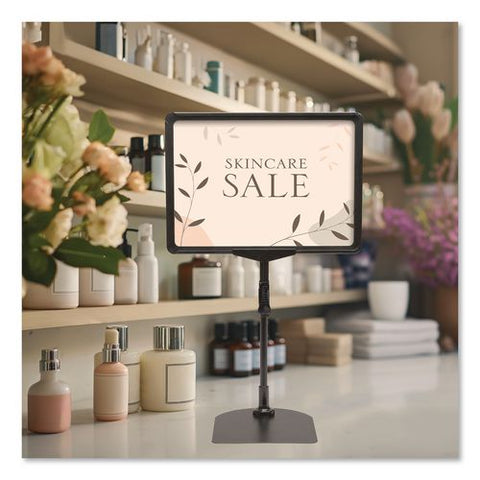 Adjustable Tabletop Pedestal Sign, 8.5 X 11 Insert, Black