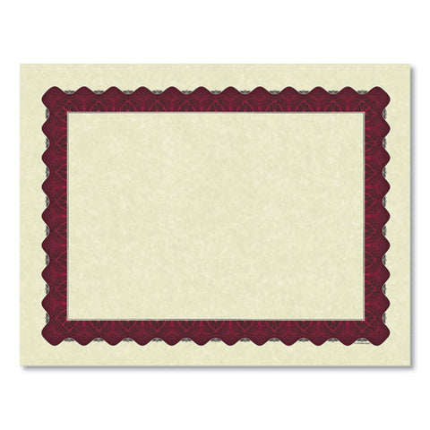 Metallic Border Certificates, 11 X 8.5, Ivory/red With Red Border, 100/pack