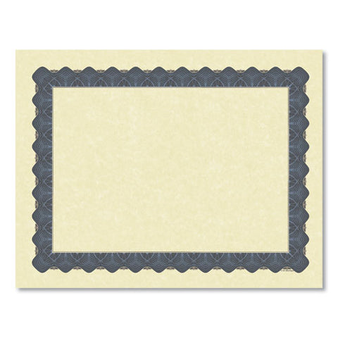 Metallic Border Certificates, 11 X 8.5, Ivory/blue With Blue Border, 100/pack