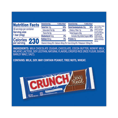 Crunch Bar, Individually Wrapped, 1.55 Oz, 36/carton