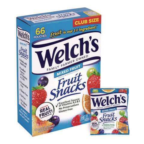 Fruit Snacks, Mixed Fruit, 0.8 Oz Pouch, 66 Pouches/box