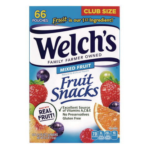 Fruit Snacks, Mixed Fruit, 0.8 Oz Pouch, 66 Pouches/box