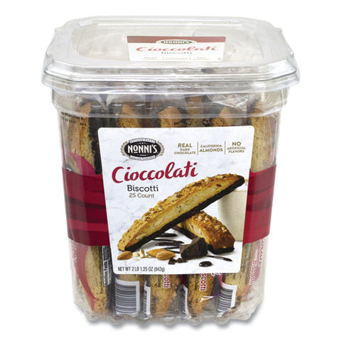 Biscotti, Dark Chocolate Almond, 0.85 Oz Individually Wrapped, 25/pack