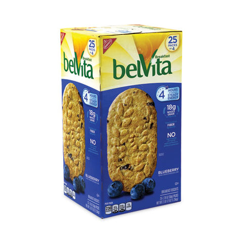 Belvita Breakfast Biscuits, Blueberry, 1.76 Oz Pack, 25 Packs/carton