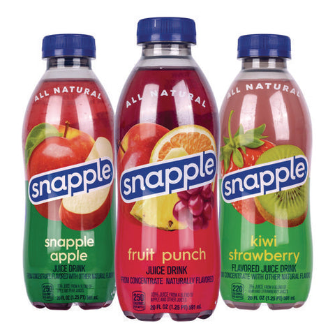 Juice Drink Variety Pack, Snapple Apple, Kiwi Strawberry, Mango Madness, 20 Oz Bottle, 24/carton