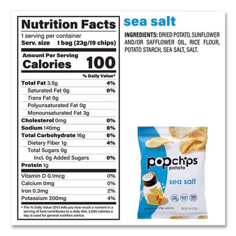 Potato Chips, Variety Pack, Barbeque, Sea Salt, Sour Cream And Onion, 0.8 Oz Bag, 30/pack