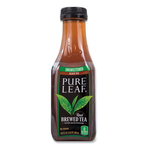 Pure Leaf Unsweetened Iced Black Tea, 16.9 Oz Bottle, 18/carton