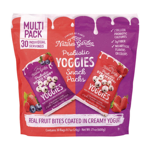 Probiotic Yoggies Variety Snack Pack, Assorted Flavors, 0.7 Oz Bag, 30/carton