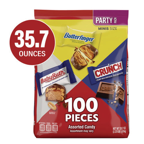 Assorted Party Candy Pack Mini, Chocolate, 35.7 Oz Bag, 100 Pieces