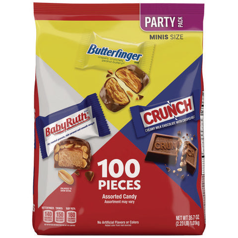 Assorted Party Candy Pack Mini, Chocolate, 35.7 Oz Bag, 100 Pieces