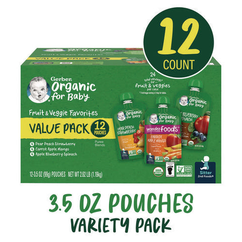 Organic 2nd Foods Baby Food Pouches, Assorted Flavors, 3.5 Oz Pouch, 12/carton