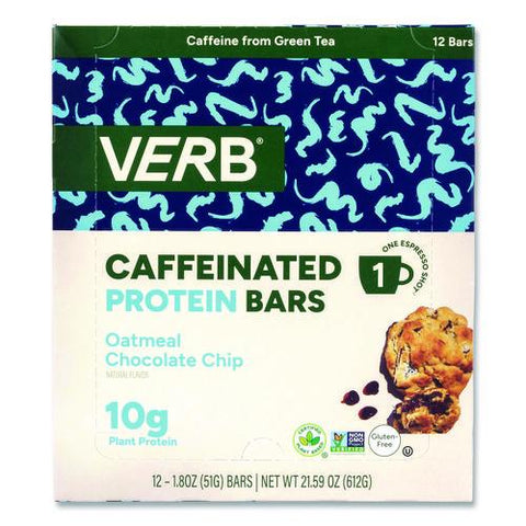 Caffeinated Protein Bar, Oatmeal Chocolate Chip, 1.8 Oz Bar, 12/box