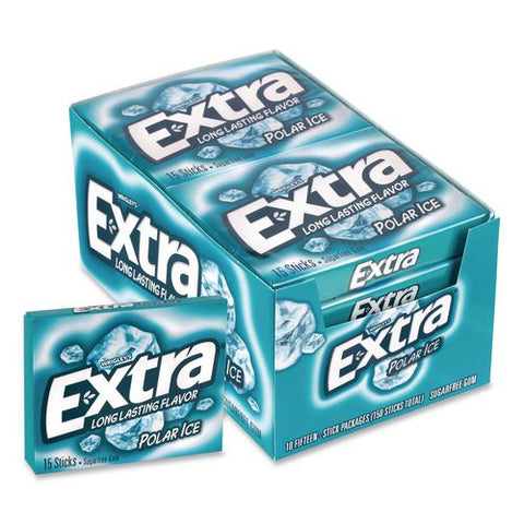 Extra Polar Ice Sugar-free Gum, Polar Ice, 15 Sticks/pack, 10 Packs/carton