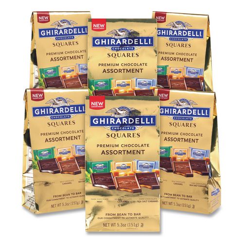 Premium Chocolate Assortment Squares, 5.3 Oz Bag, 6/carton