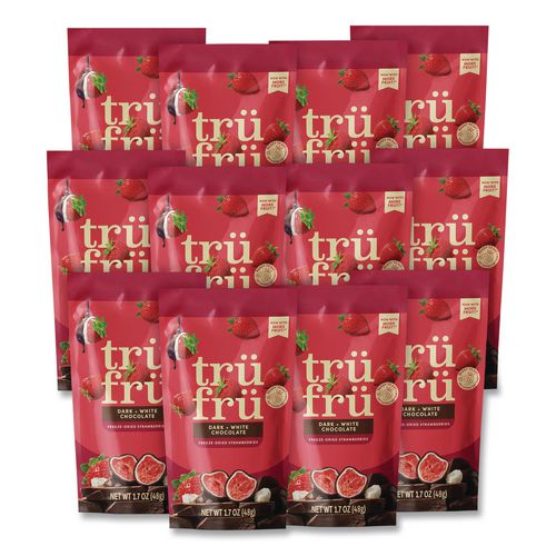 Hyper-dried Grab And Go Strawberries In White And Dark Chocolate, 1.7 Oz Packet, 12/carton