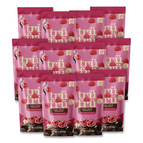 Hyper-dried Grab And Go Raspberries In White And Dark Chocolate, 1.7 Oz Packet, 12/carton