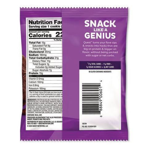 Gluten Free Protein Cookies, Double Chocolate Chip, 2.08 Oz Bag, 12/carton