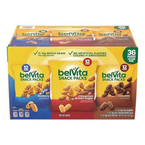 Bites Breakfast Biscuits Variety Pack, Blueberry/chocolate/cinnamon Brown Sugar, 1 Oz Pack, 36/carton