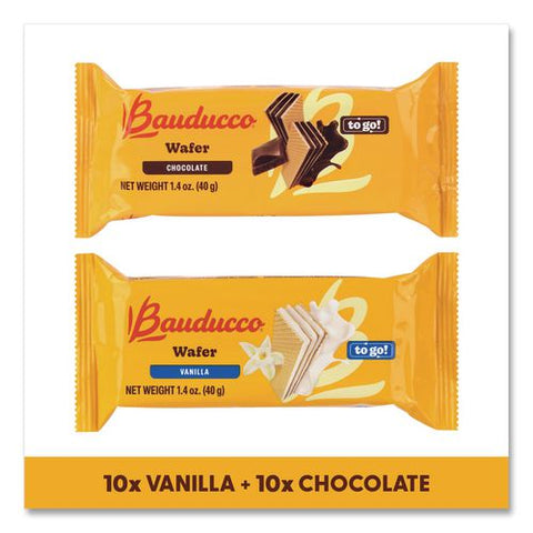 Mini Wafer Cookies Tub, Chocolate/vanilla, 1.4 Oz Packets, 20/carton