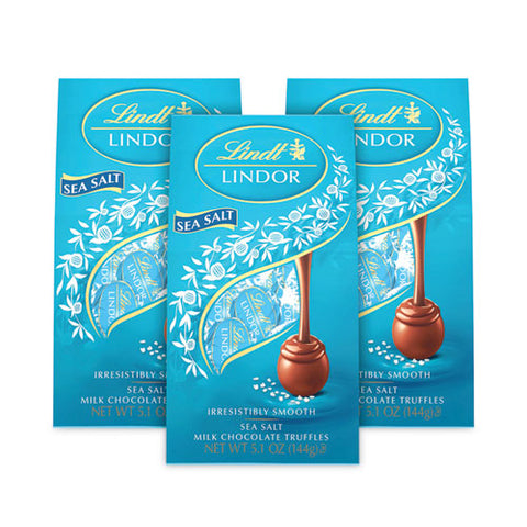 Lindor Truffles Milk Chocolate Sea Salt, 5.1 Oz Bag, 3 Bags/pack