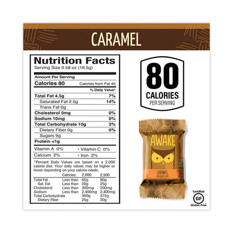 Caffeinated Caramel Chocolate Bites, 0.58 Oz Bars, 50 Bars/carton