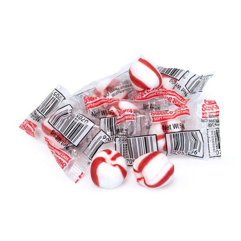 Bobs Sweet Stripes Soft Candy, Peppermint, 0.18 Oz Individually Wrapped, 160/tub, 2 Tubs/carton