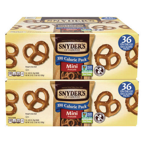 Mini Pretzels. 0.92 Oz Pack, 36 Packs/box, 2 Boxes/carton