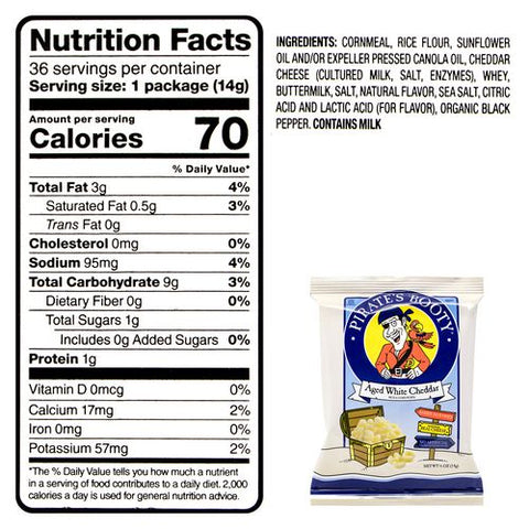 Natural Aged White Cheddar Baked Corn Puffs, 0.5 Oz Bag, 36/box, 2 Boxes/carton