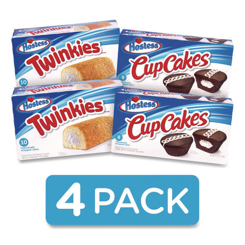 Twinkies And Chocolate Cupcakes Variety Pack, (2) 13.58 Oz 10 Pack Twinkies And (2) 12.7 Oz 8 Pack Cupcakes/carton