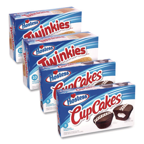 Twinkies And Chocolate Cupcakes Variety Pack, (2) 13.58 Oz 10 Pack Twinkies And (2) 12.7 Oz 8 Pack Cupcakes/carton