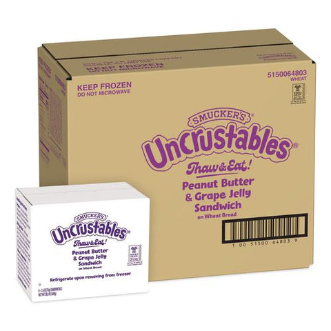 Uncrustables Peanut Butter And Grape Wheat, 2.6 Oz, 8 Sandwiches/box, 2 Boxes/carton