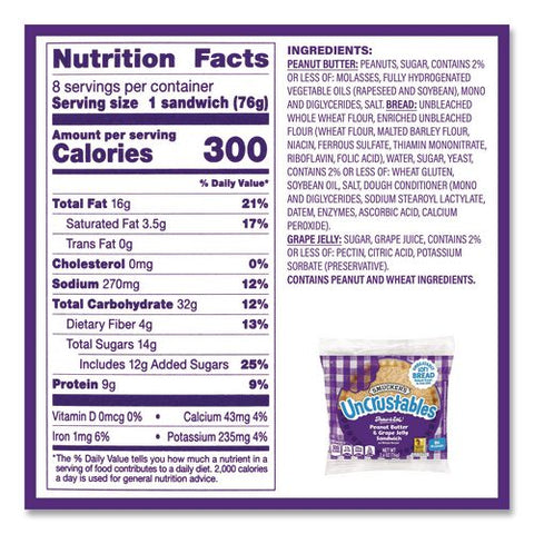 Uncrustables Variety Pack, 8 Sandwiches/box, 6 Boxes/carton