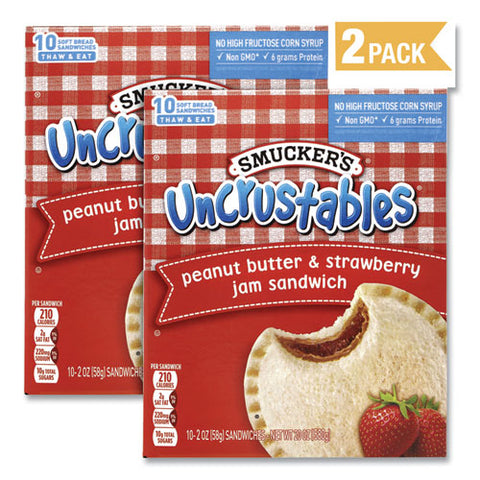 Uncrustables Soft Bread Sandwiches, Strawberry Jam, 2 Oz, 10/box, 2 Boxes/carton