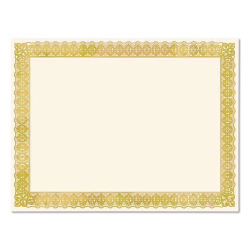 Certificates, 8.5 X 11, Ivory With Gold Border, 15/pack