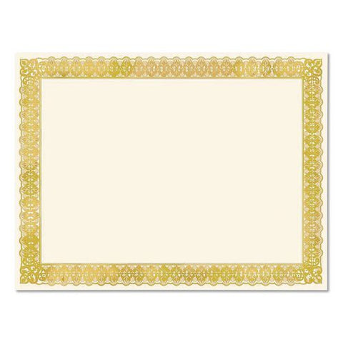 Certificates, 8.5 X 11, Ivory With Gold Border, 15/pack