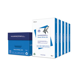 Great White 30 Recycled Print Paper, 92 Bright, 20 Lb Bond Weight, 11 X 17, White, 500 Sheets/ream, 5 Reams/carton