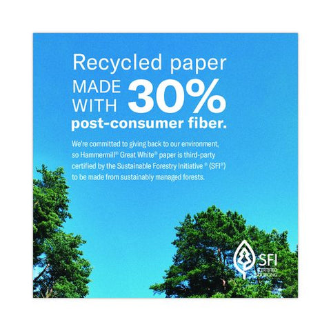 Great White 30 Recycled Print Paper, 92 Bright, 20 Lb Bond Weight, 11 X 17, White, 500 Sheets/ream, 5 Reams/carton