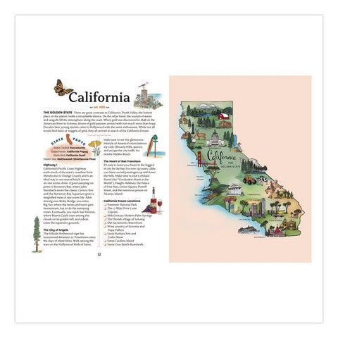 50 States Bucket List Guided Journal, Blue Cover, (176) 8.75 X 6.75 Sheets