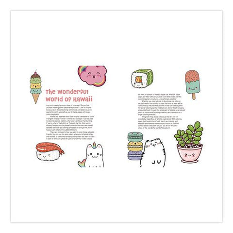 Cute Kawaii Coloring Book, All Ages, 128 Pages