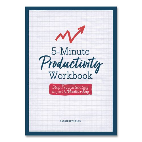 5-minute Productivity Workbook Journal, White/blue/red Cover, (192) 8 X 6 Sheets