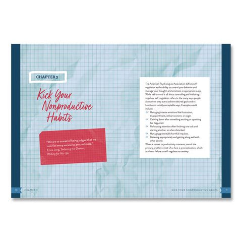 5-minute Productivity Workbook Journal, White/blue/red Cover, (192) 8 X 6 Sheets